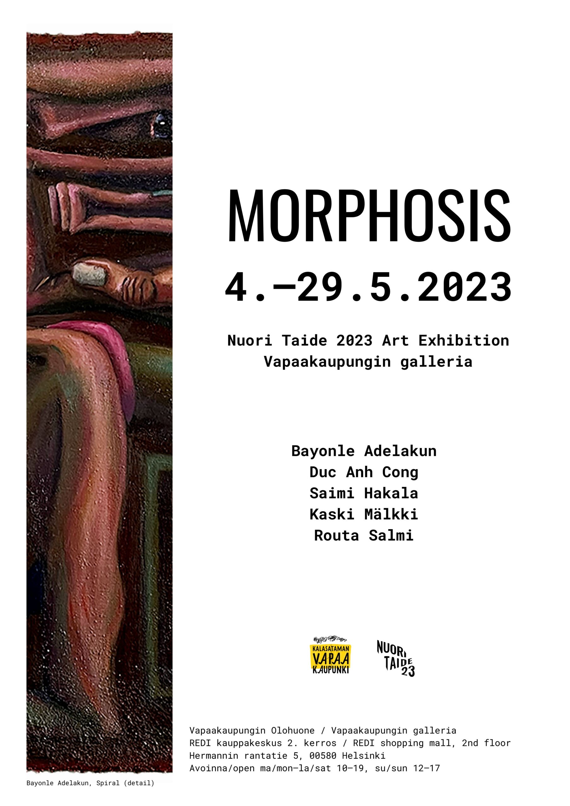 Morphosis_Redin juliste kuvalla Morphosis näyttelyn julistekuva
